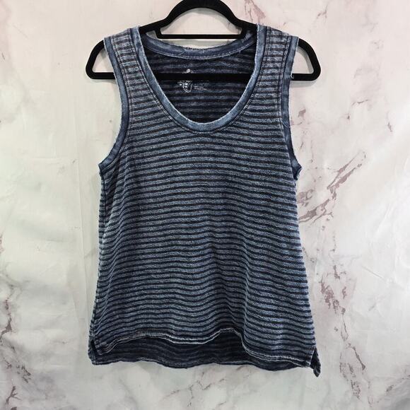Anthropologie Top Womens Large Blue Tank Striped Pilcro Tie Dye Scoop Neck Boxy - Picture 1 of 10